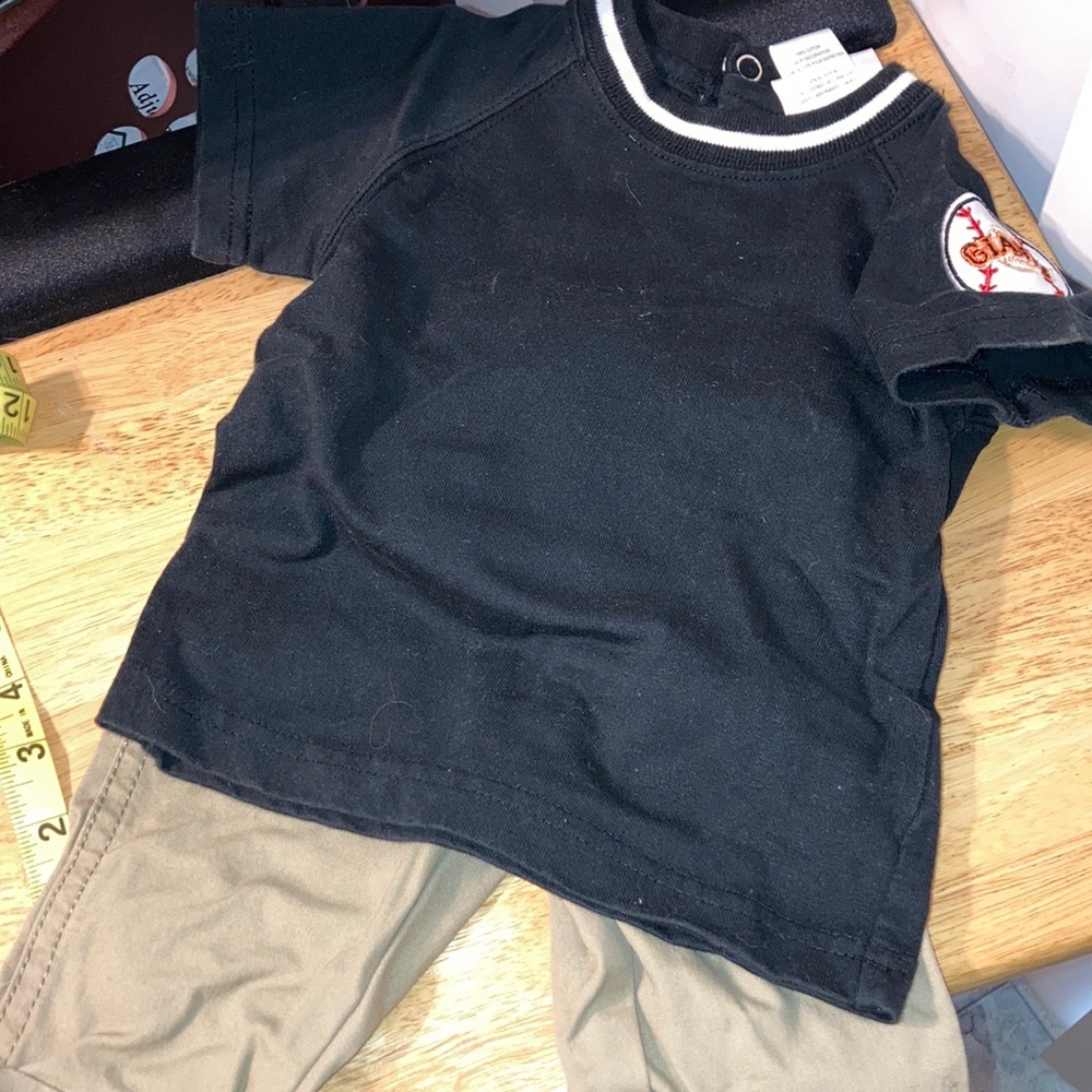 Giants 3/6M shirt and 6M Carters pants